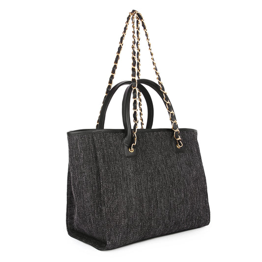 Black canvas tote bag