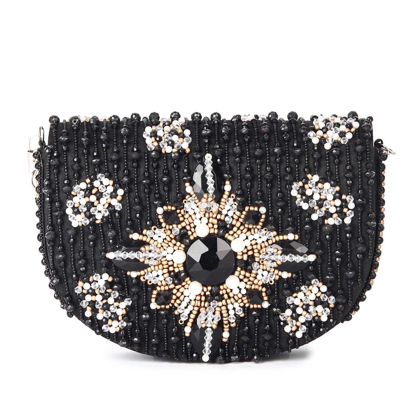 Black D shaped clutch