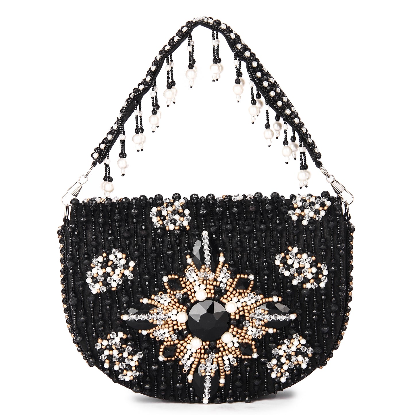 Black D shaped clutch