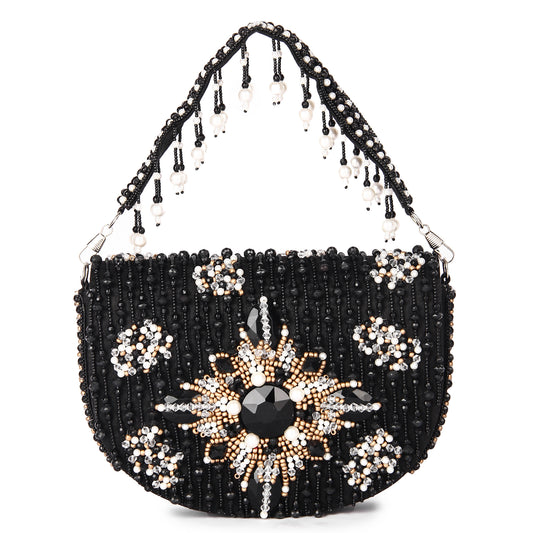Black D shaped clutch