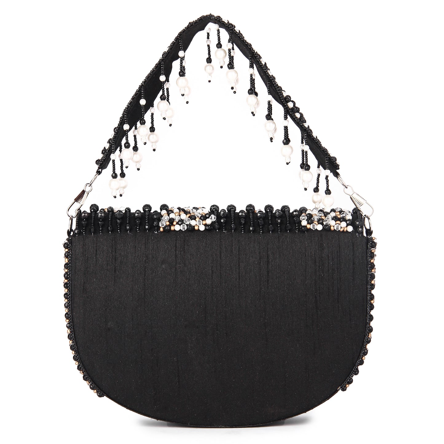 Black D shaped clutch