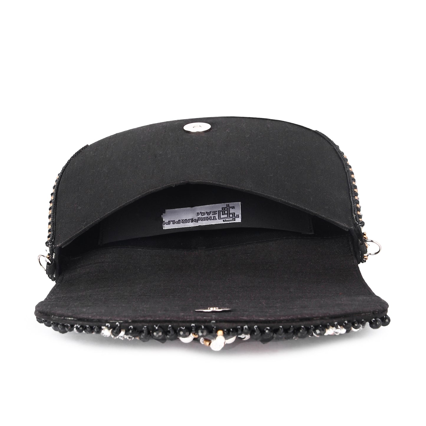 Black D shaped clutch