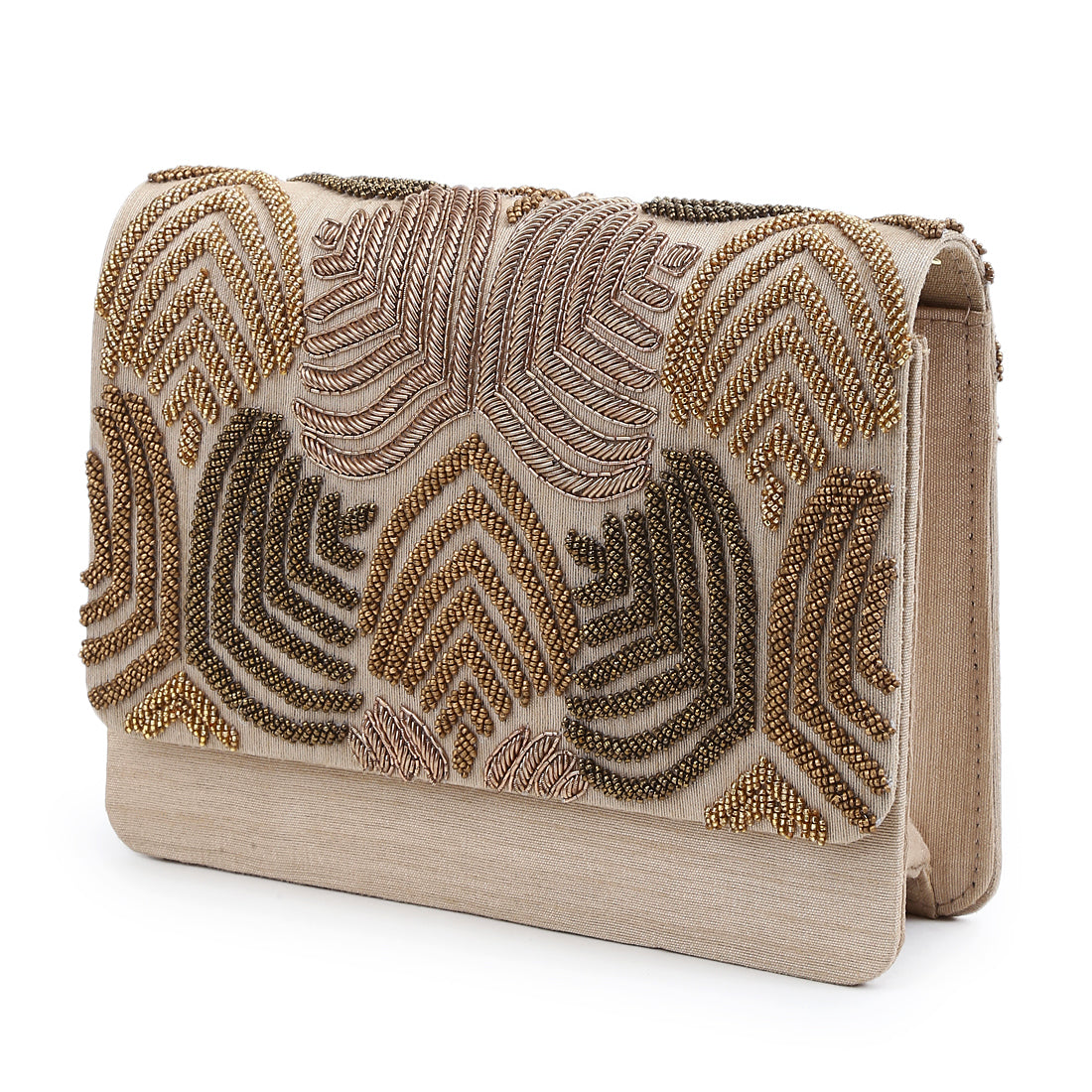 Unique design gold clutch