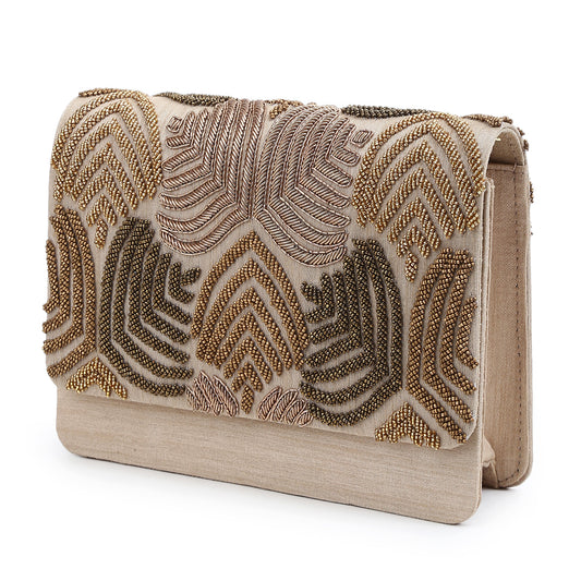 Unique design gold clutch