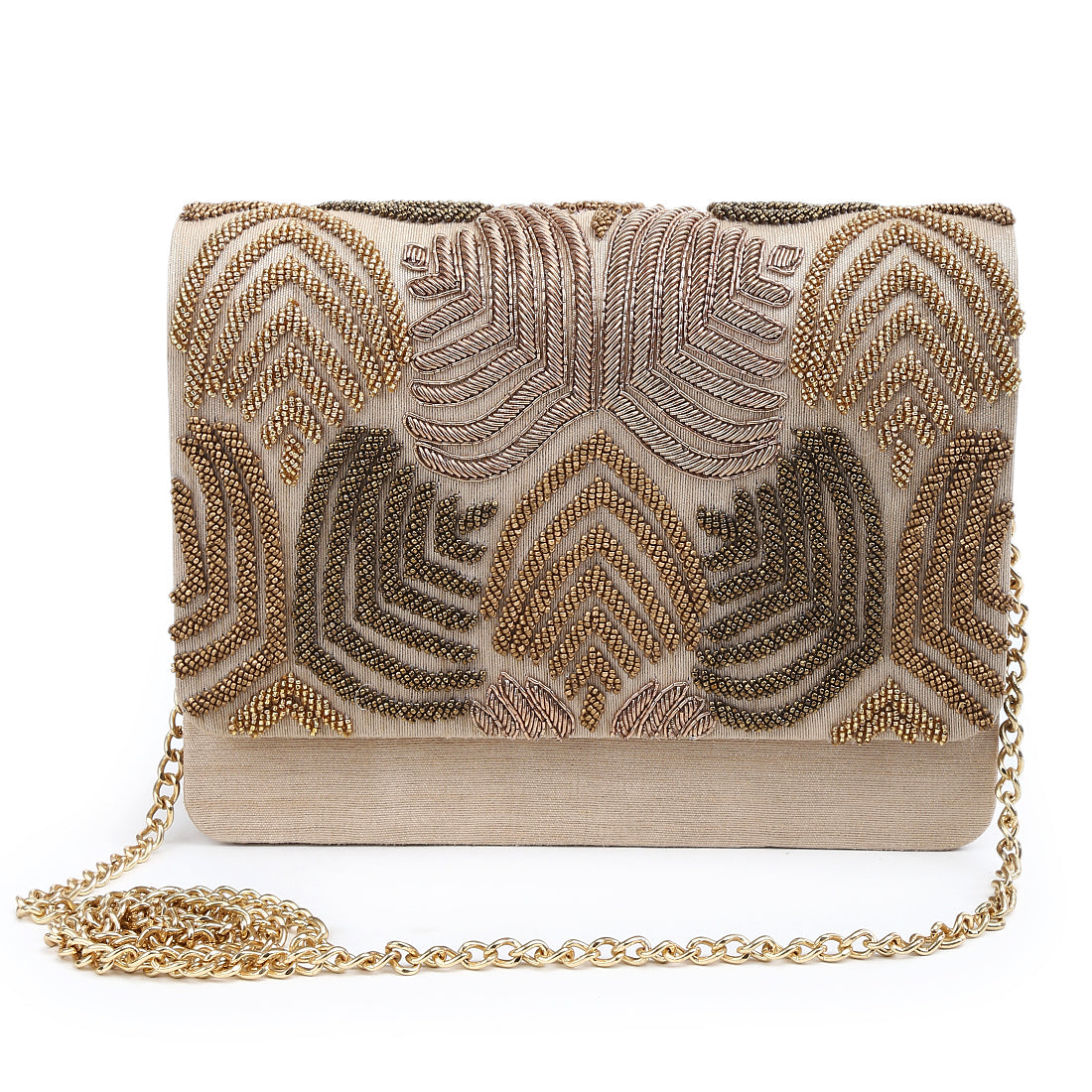 Unique design gold clutch
