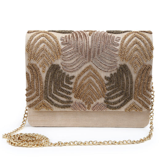 Unique design gold clutch