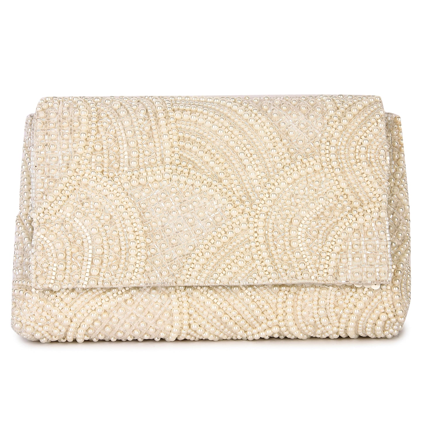 Tessellation white pearl clutch