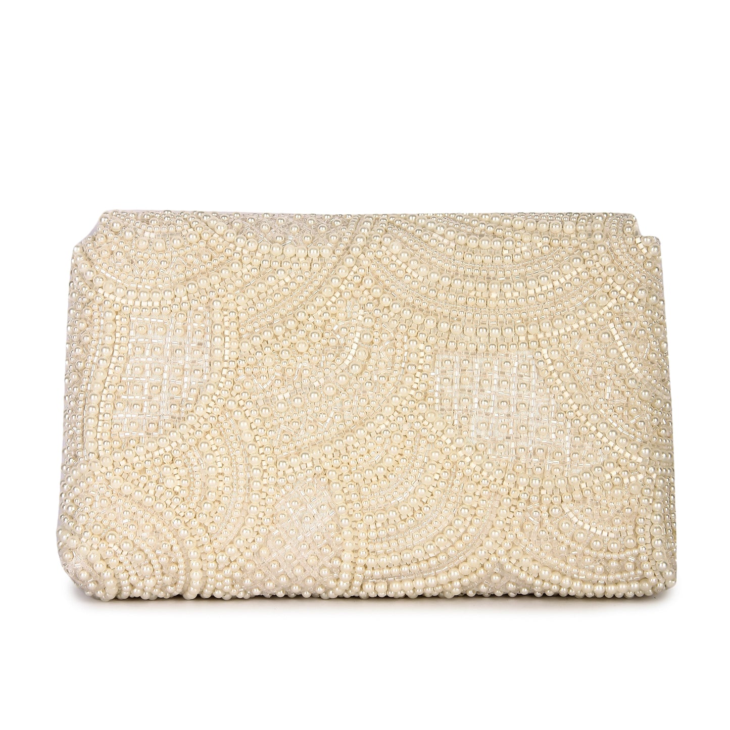 Tessellation white pearl clutch