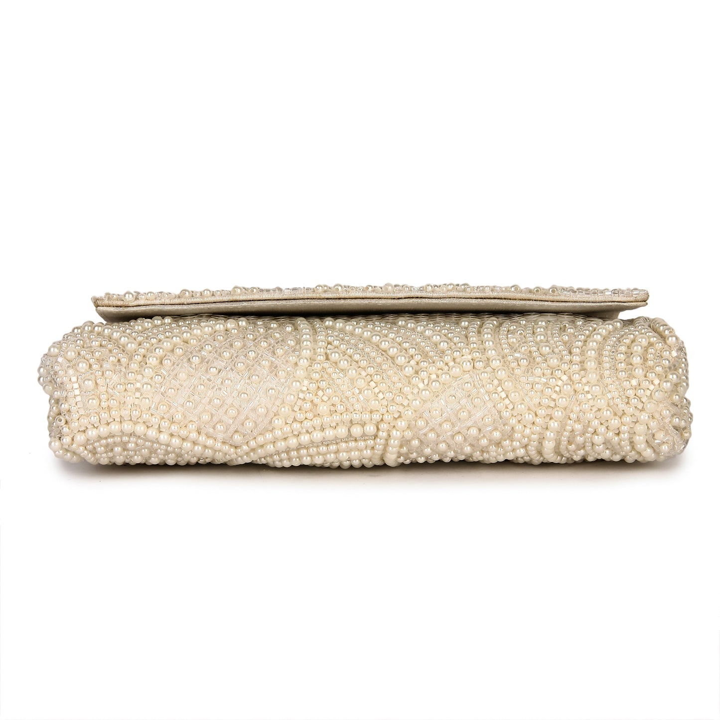 Tessellation white pearl clutch