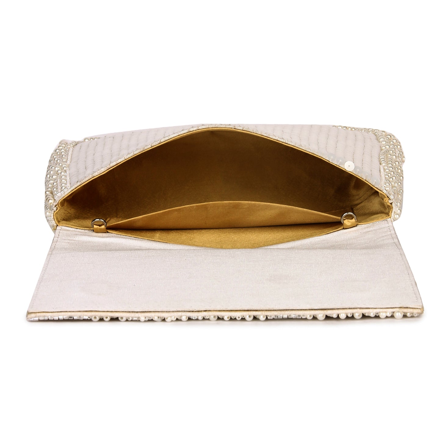 Tessellation white pearl clutch