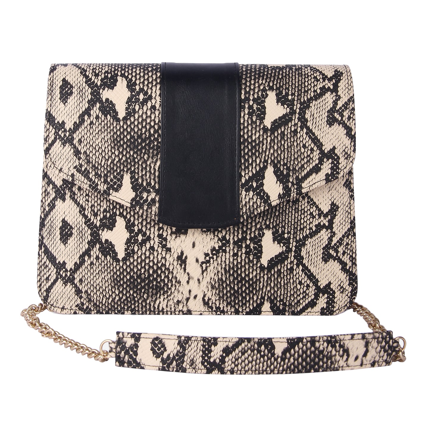 Snakeskin print clutch