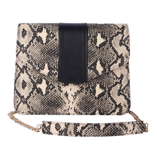 Snakeskin print clutch