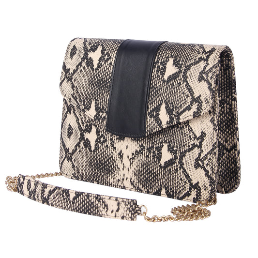 Snakeskin print clutch