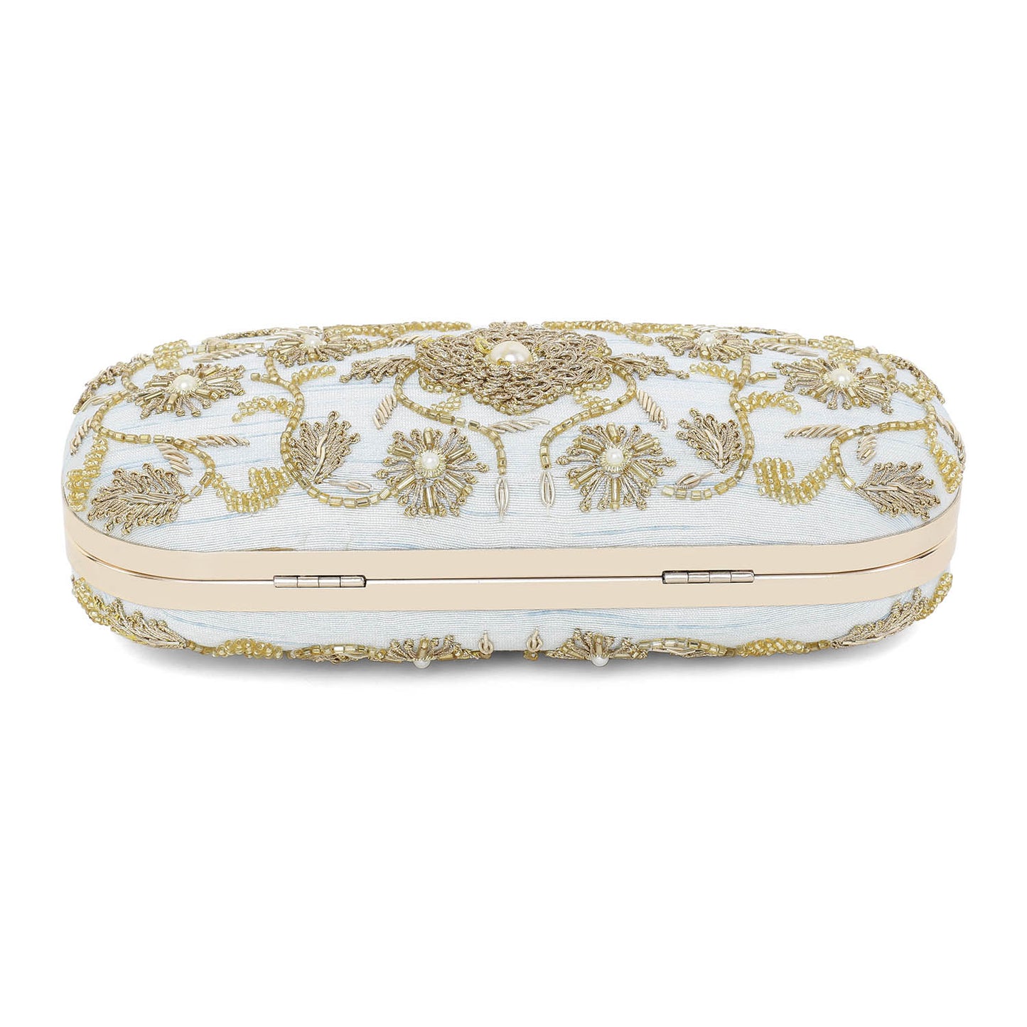 Ice blue flower clutch