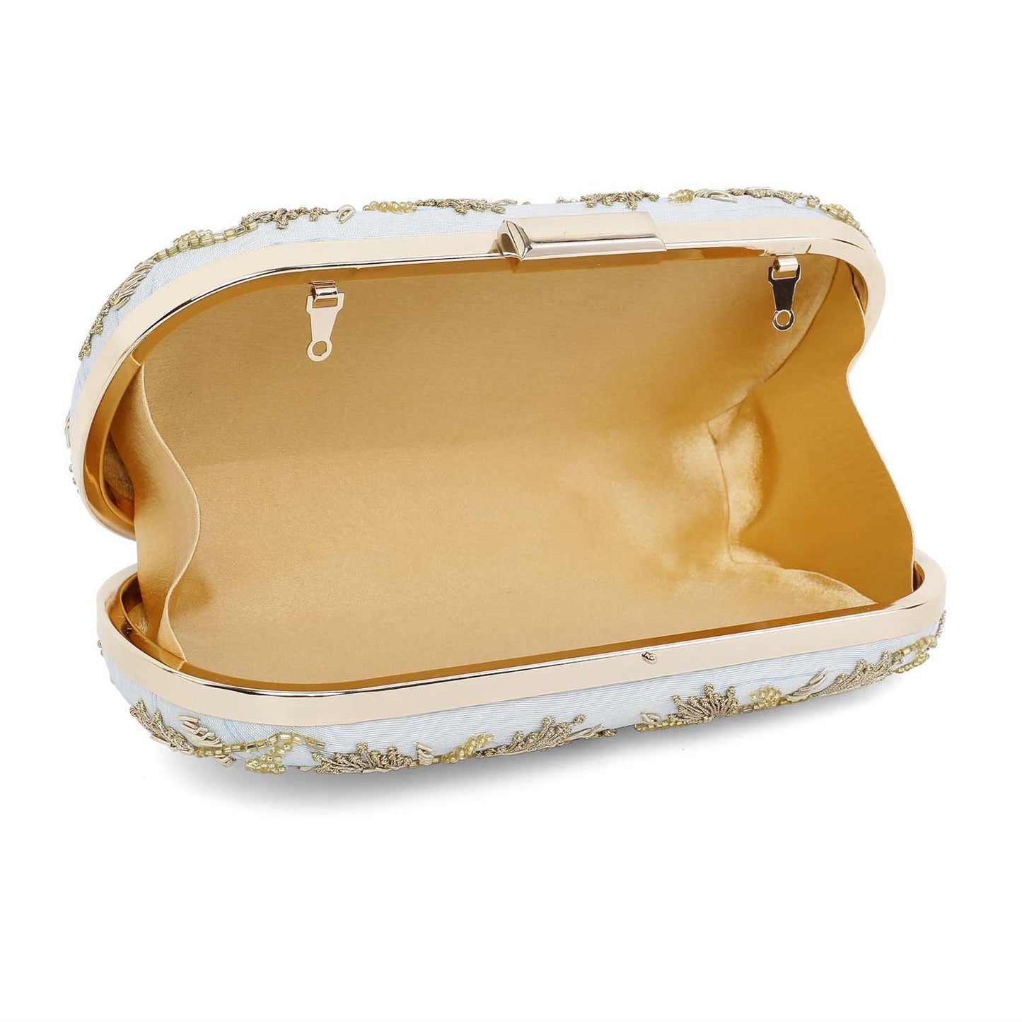 Ice blue flower clutch