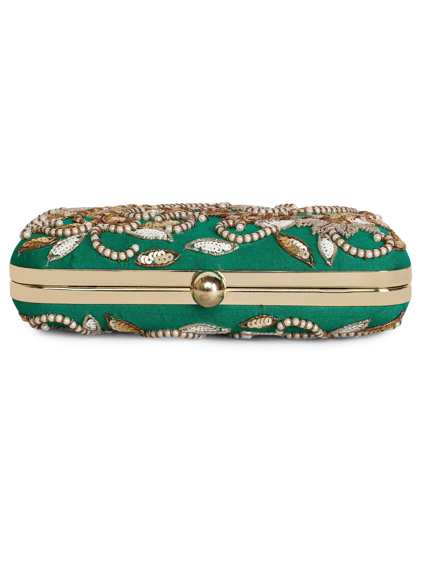 Double paisley green clutch