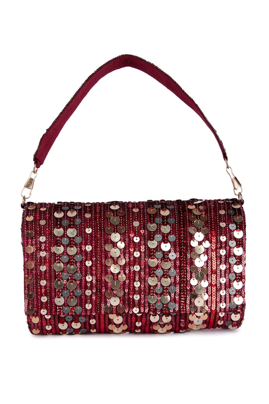 Sarva maroon clutch