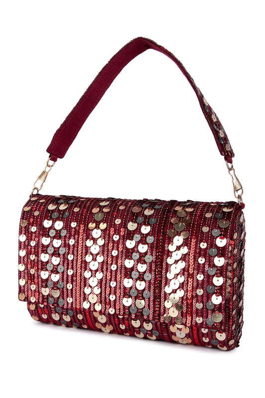 Sarva maroon clutch