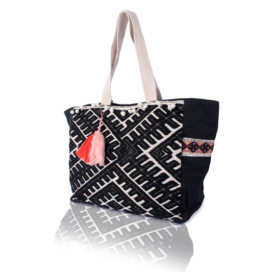 Boho blac tote bag
