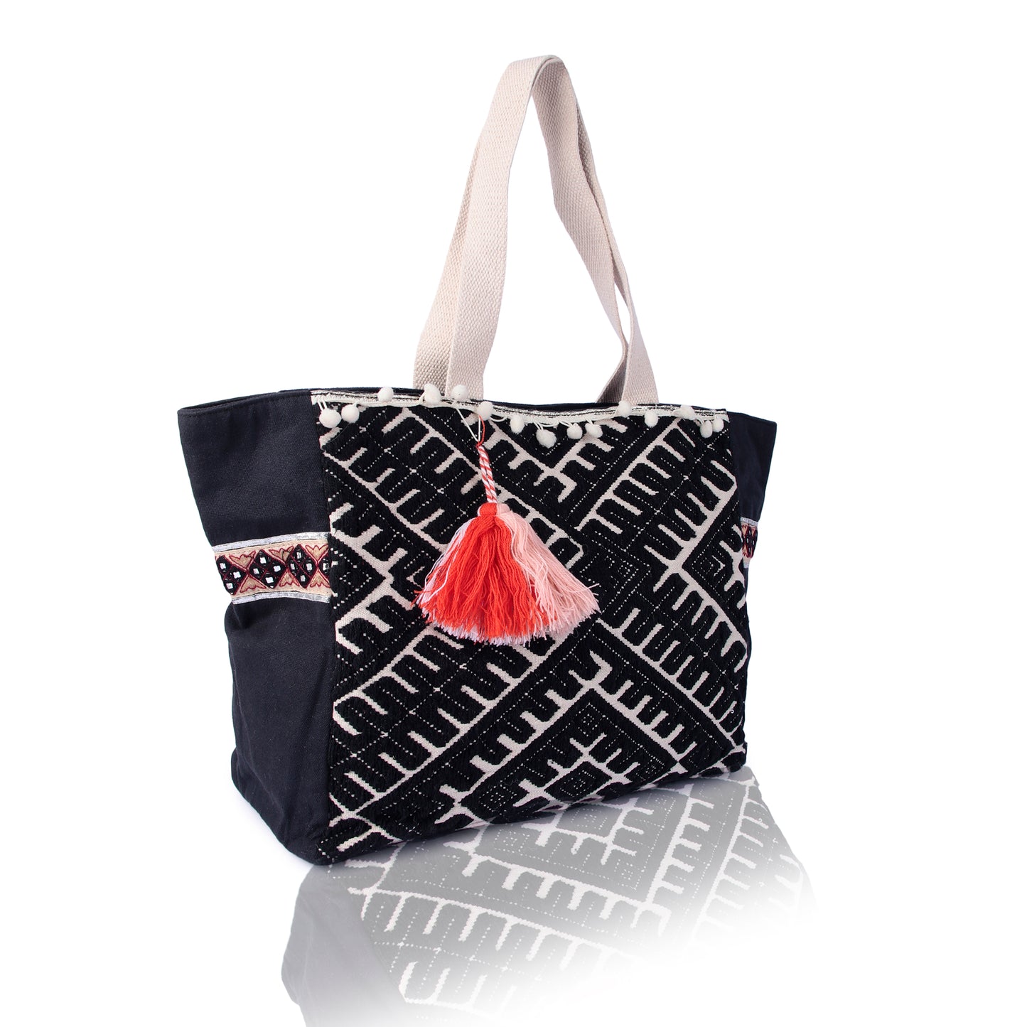 Boho blac tote bag