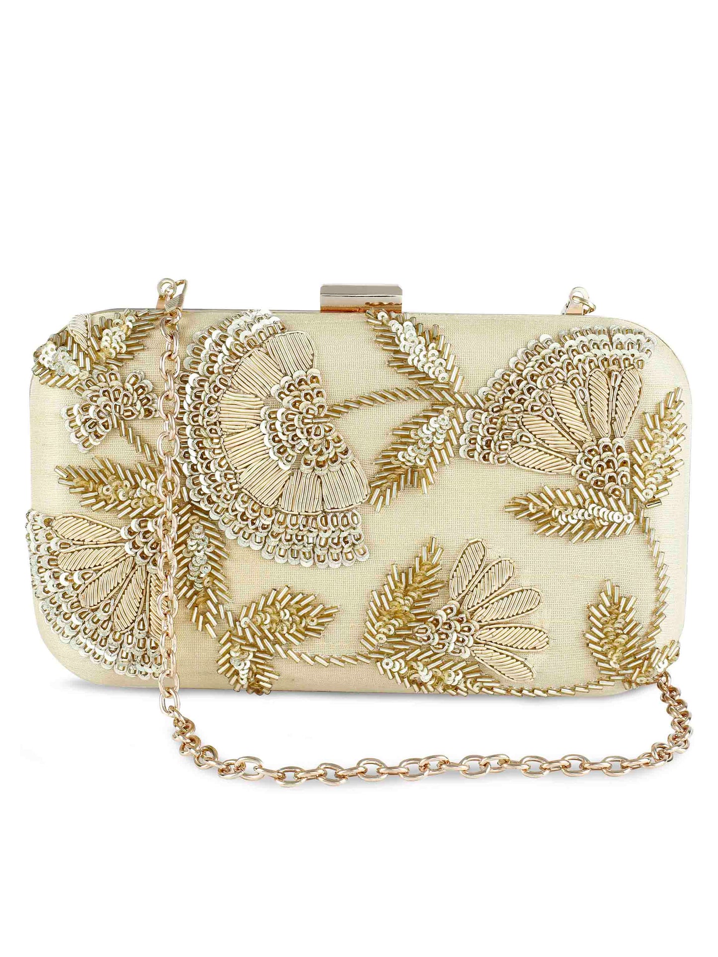 Golden sunshine box clutch