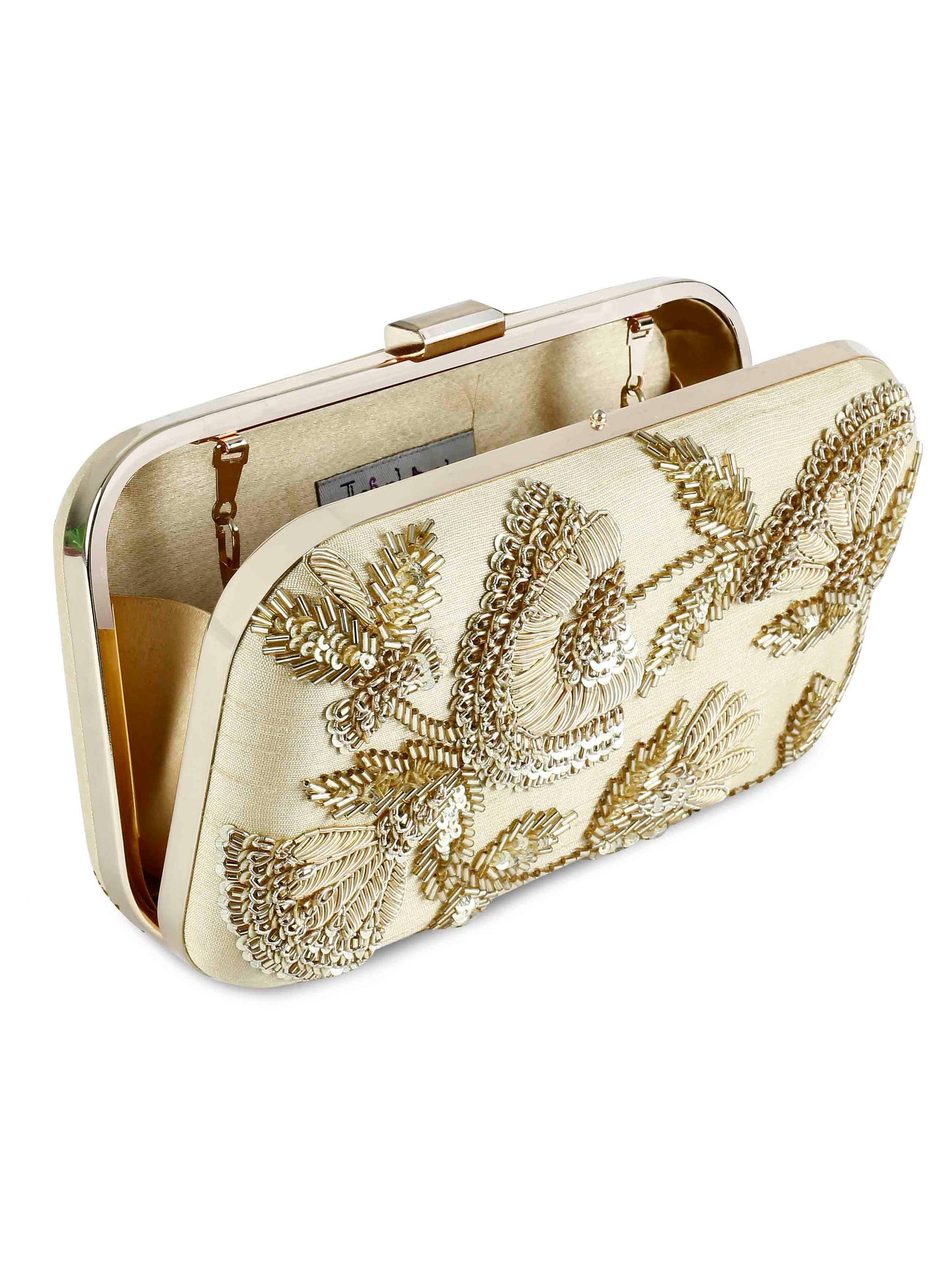 Golden sunshine box clutch