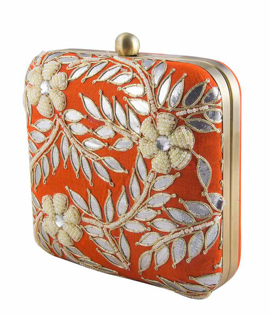 Orange gotapatti clutch