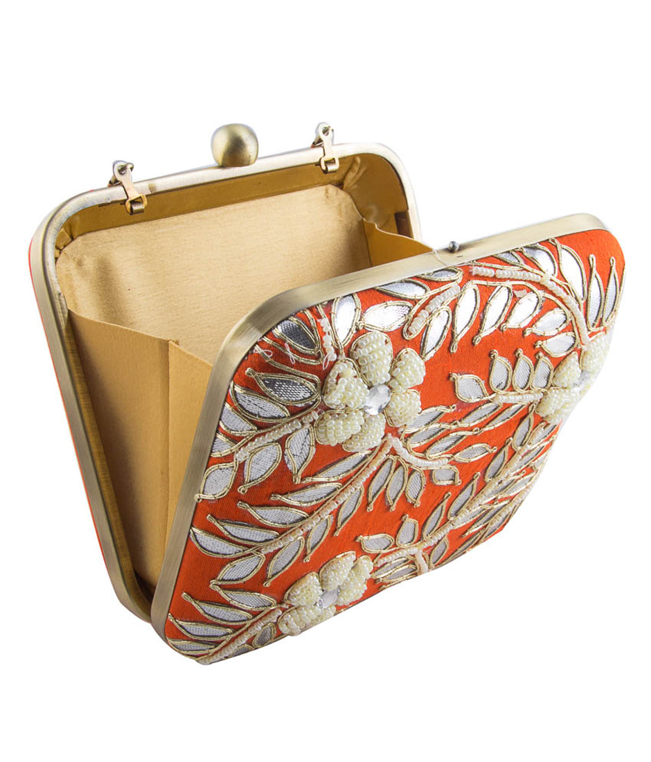 Orange gotapatti clutch