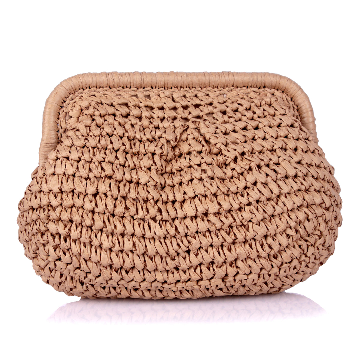 Raffia woven clutch