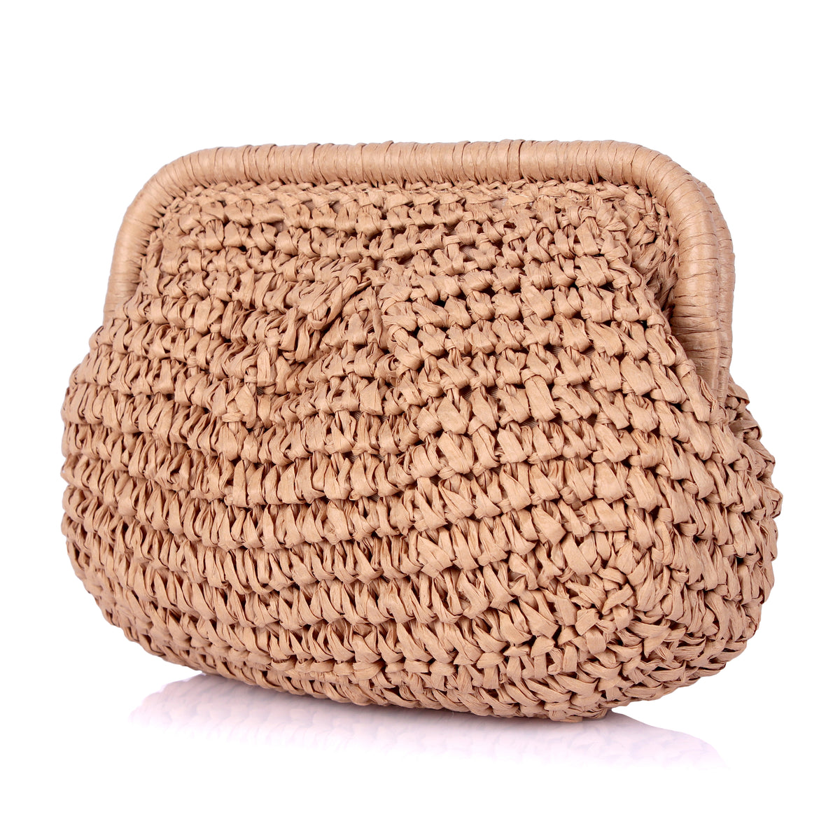 Raffia woven clutch