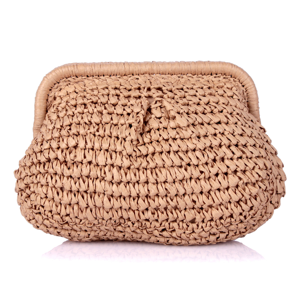 Raffia woven clutch