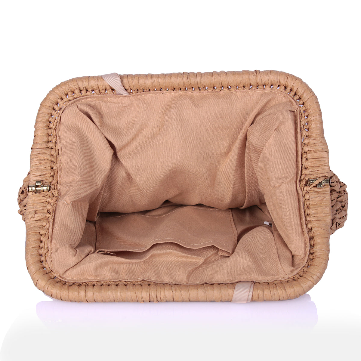 Raffia woven clutch