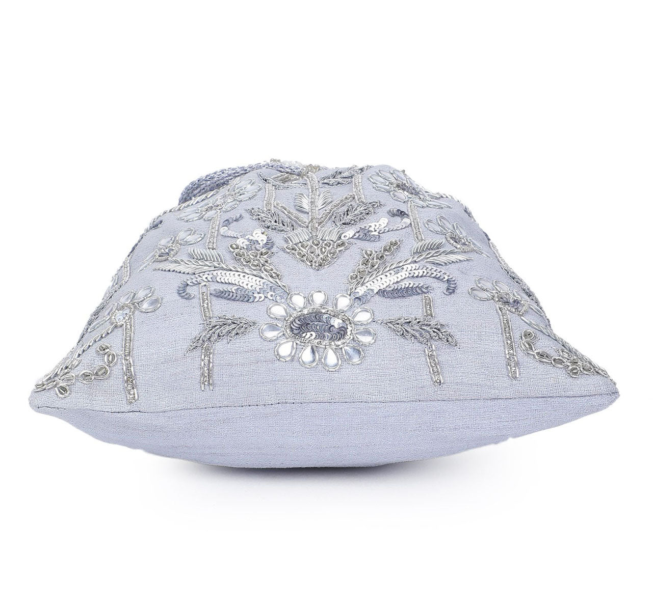 Silver zardosi potli