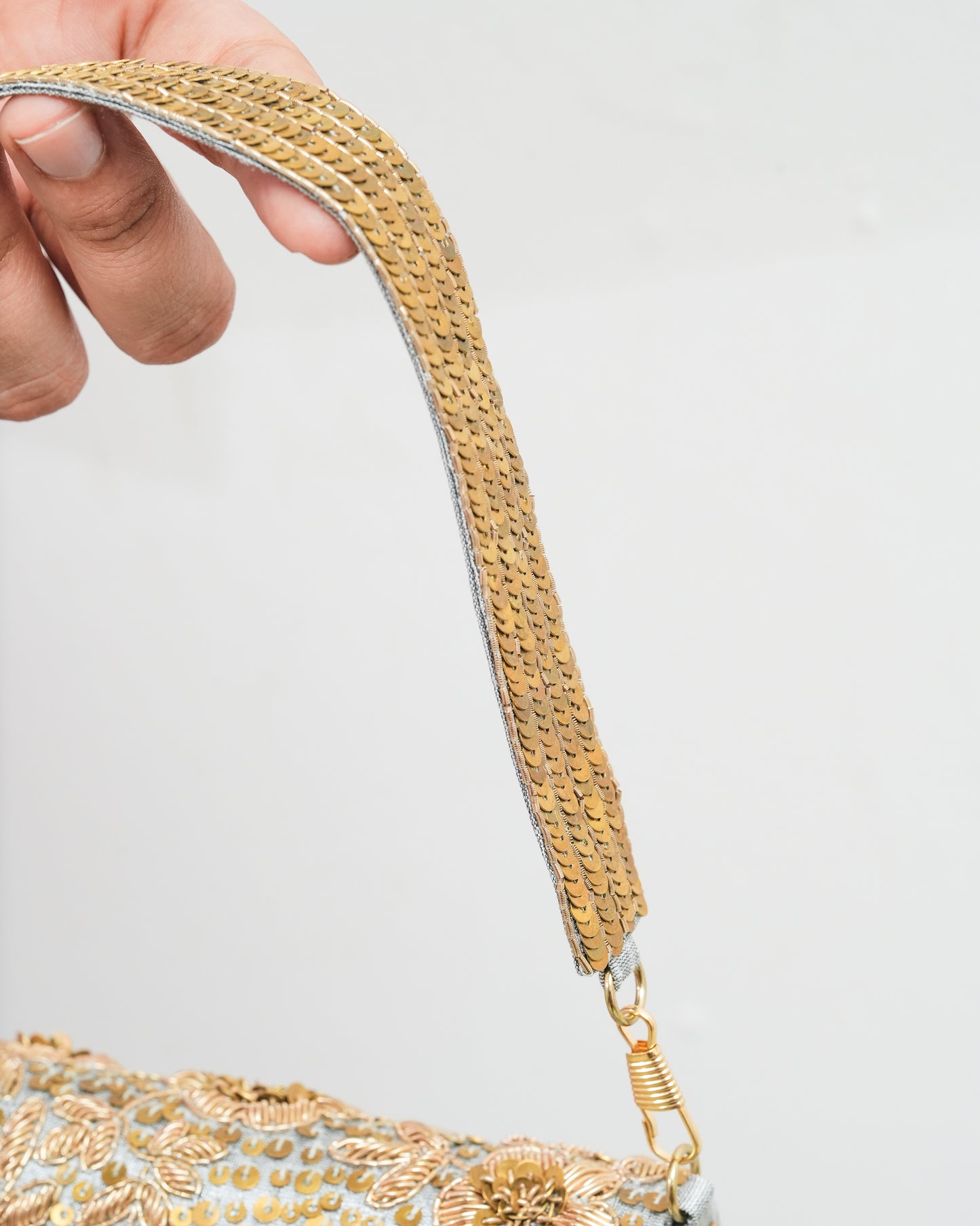 Golden silver flower clutch