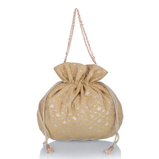 Golden brocade potli bag