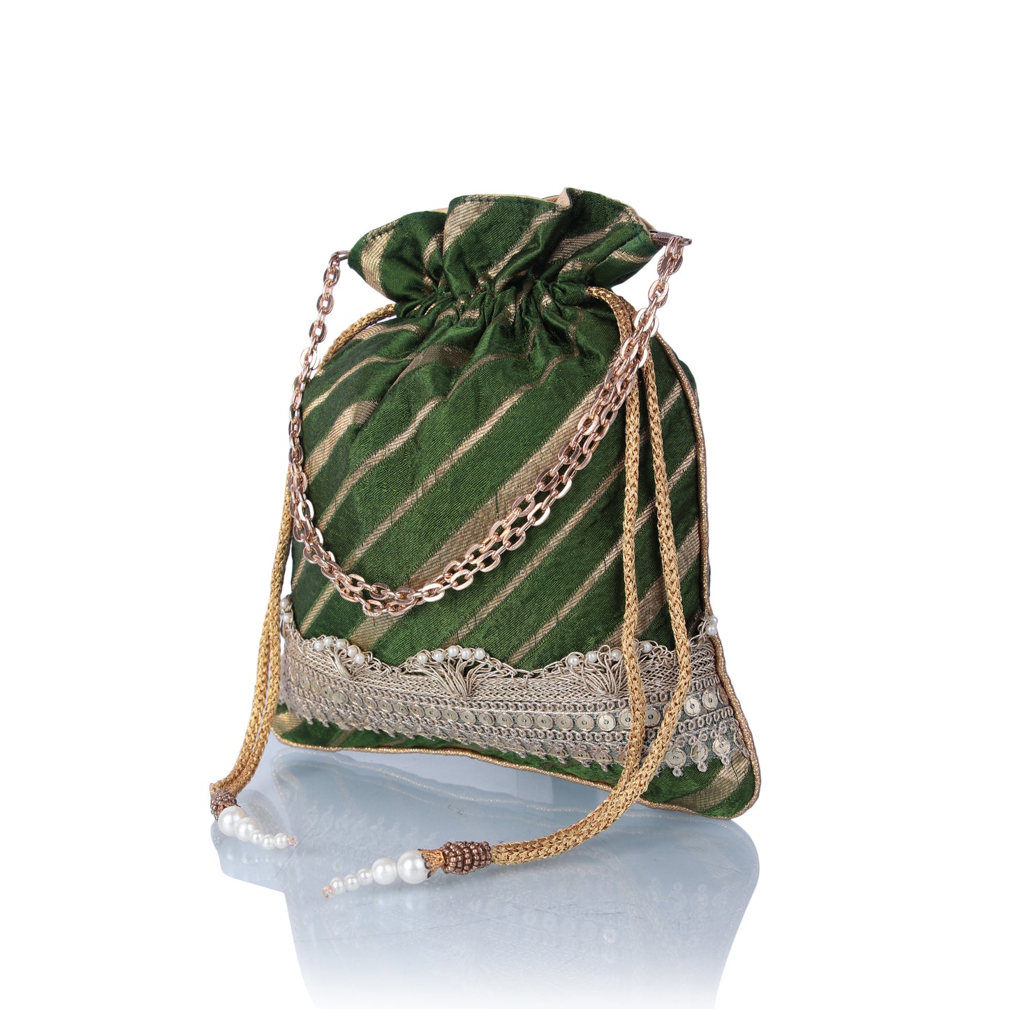 Green Brocade potli bag