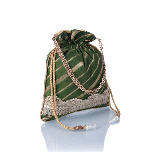 Green Brocade potli bag