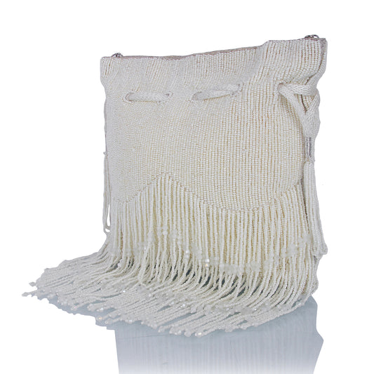 White Tassle potli bag