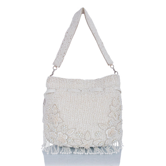 White bead potli bag