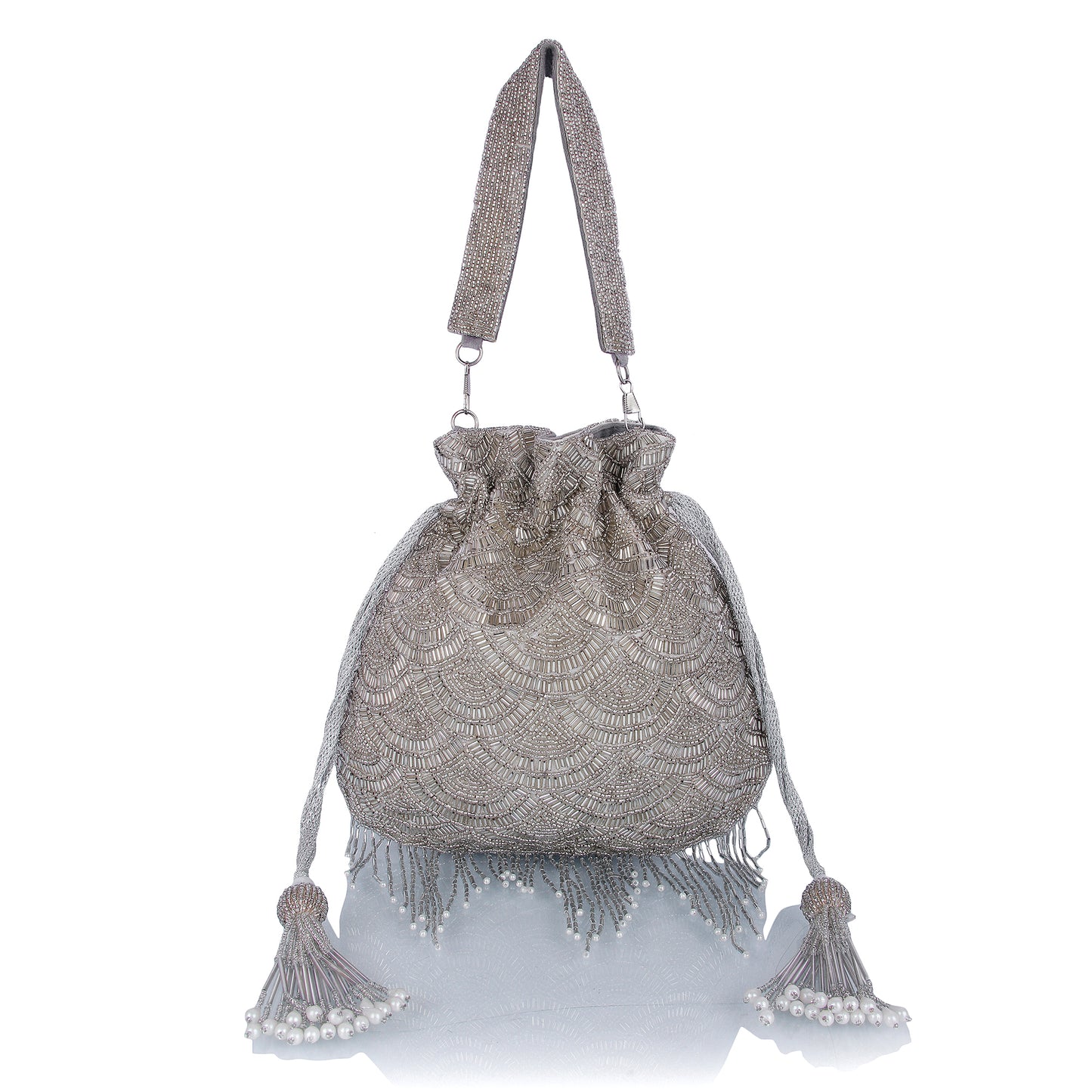 Silver scallop potli bag