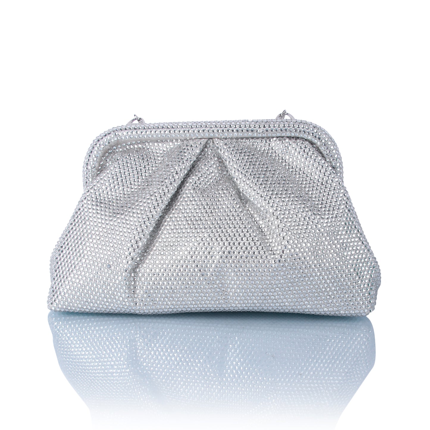 Silver rhinestone clutch