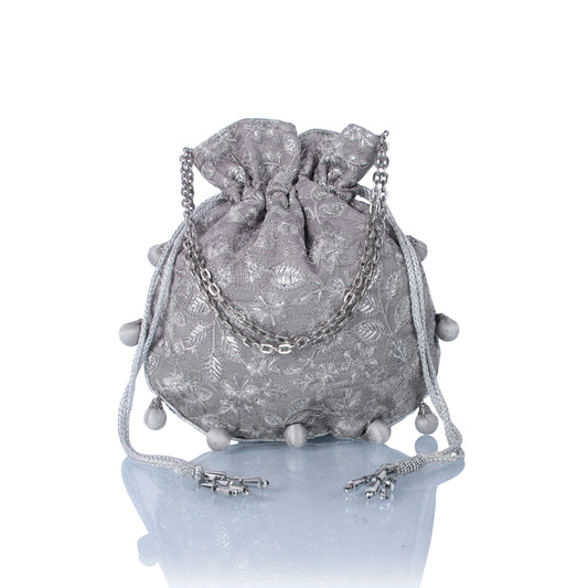 Grey ball potli bag