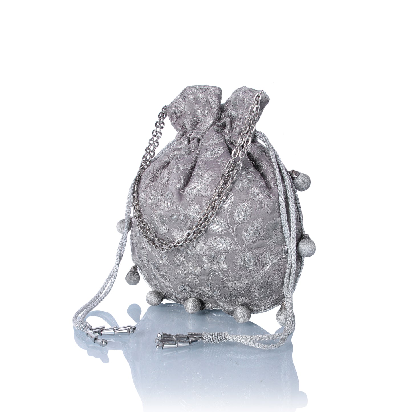 Grey ball potli bag