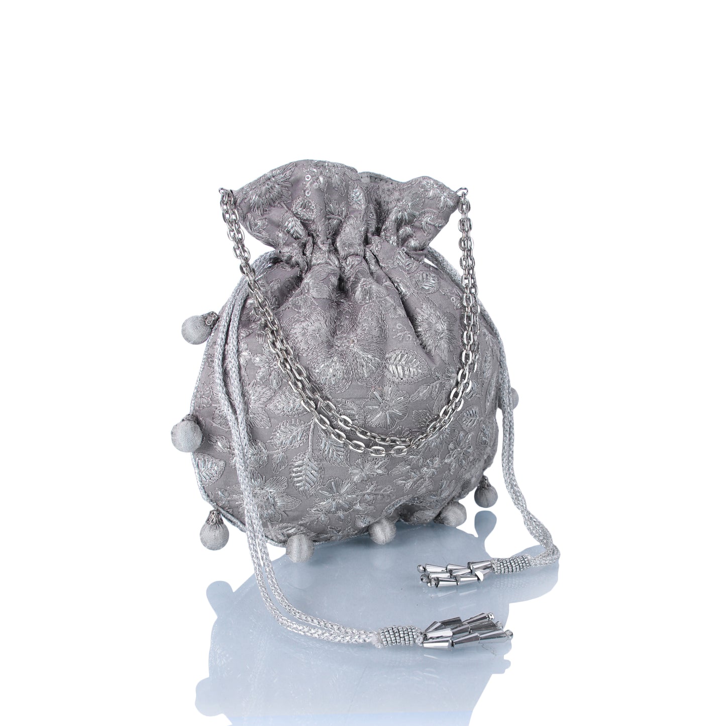 Grey ball potli bag