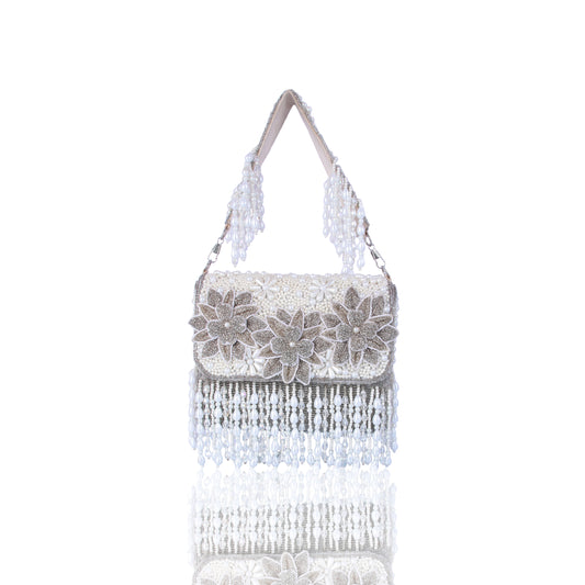 Silver pearl tassel bag