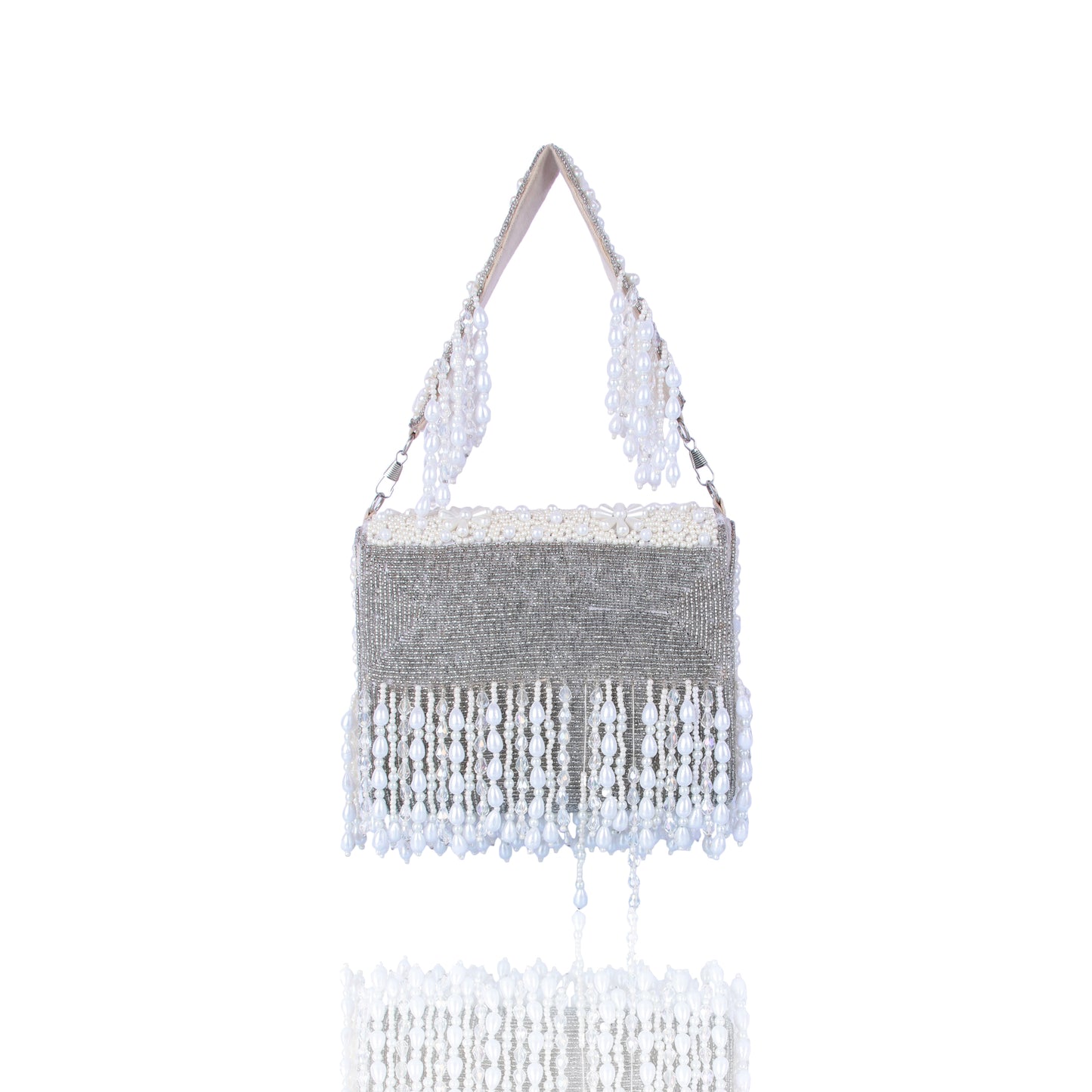 Silver pearl tassel bag