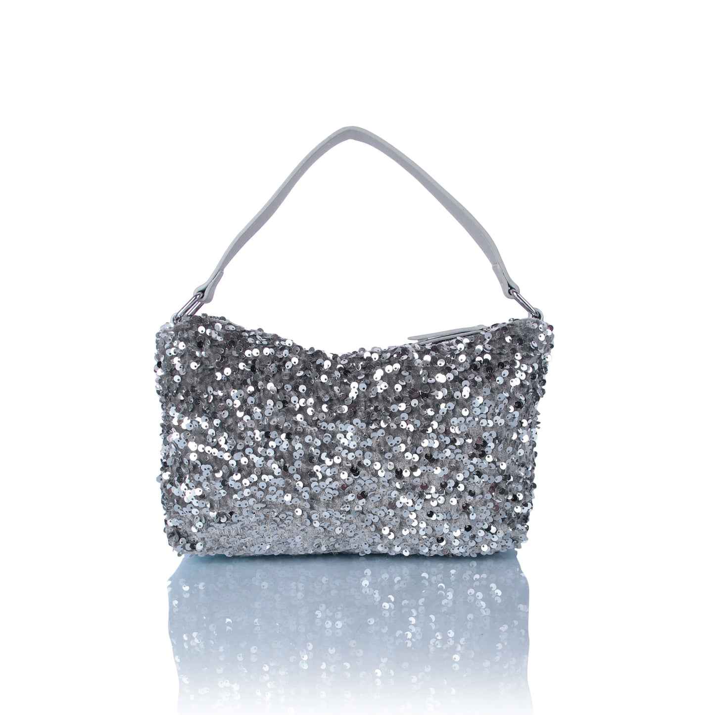 Silver sequin messenger bag