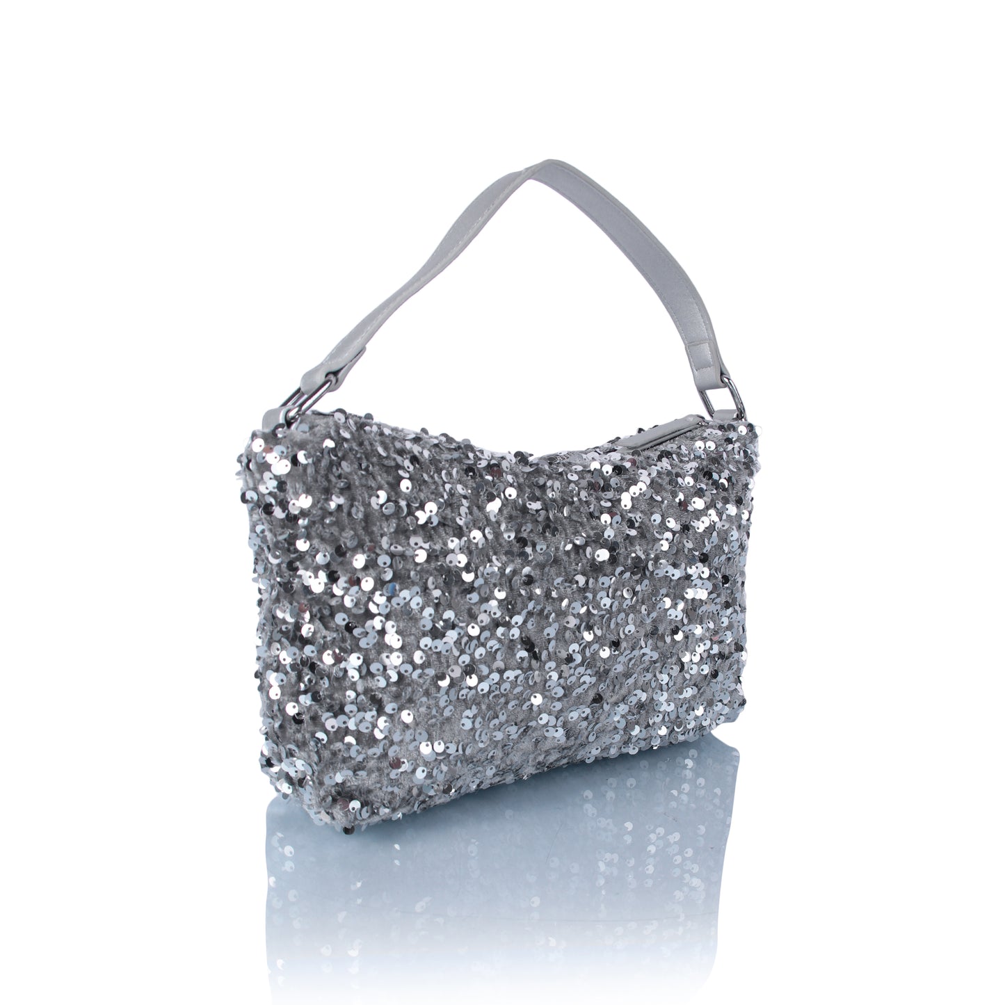 Silver sequin messenger bag
