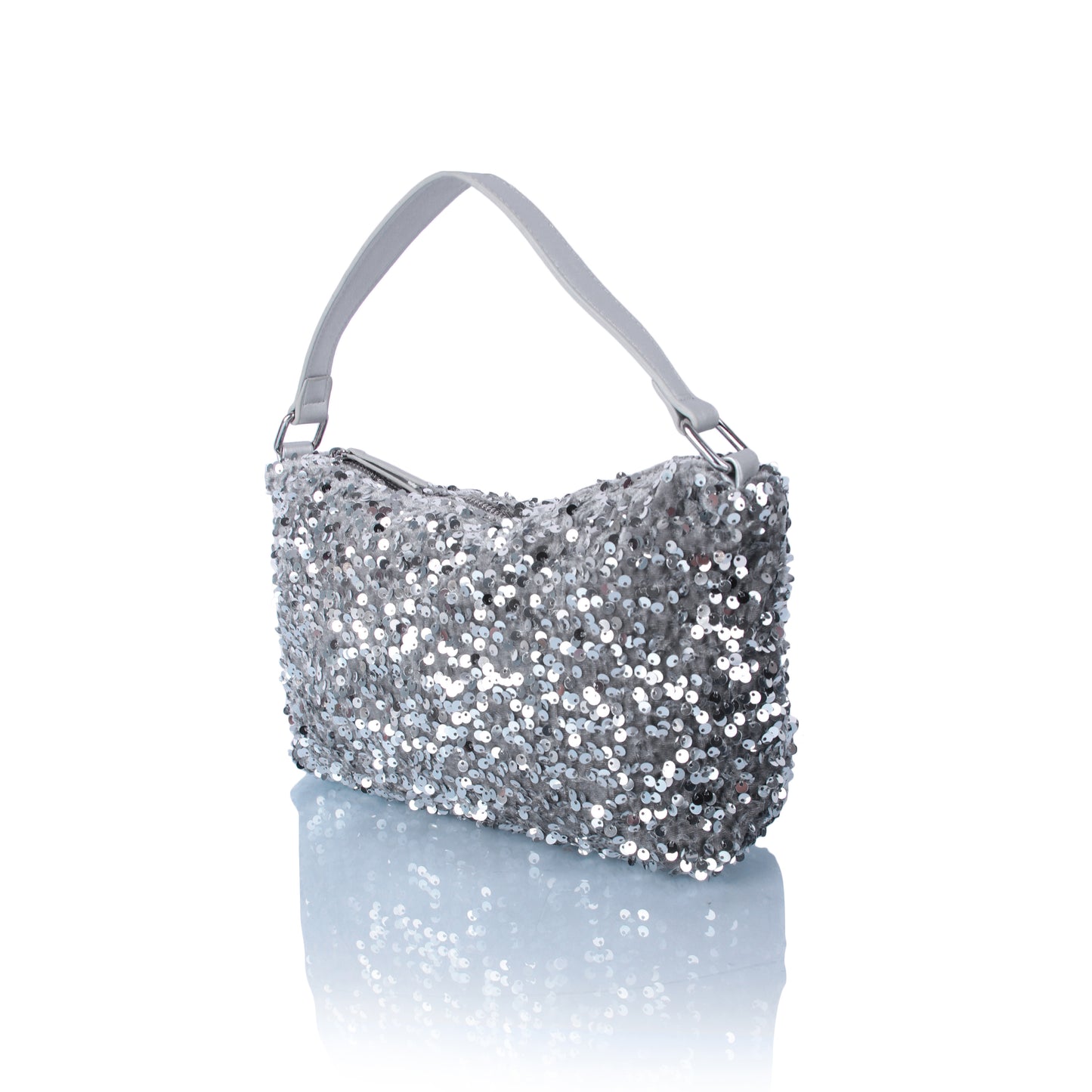 Silver sequin messenger bag