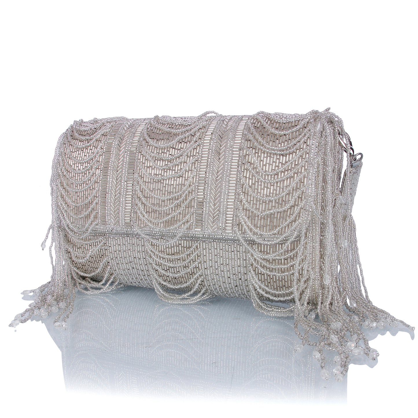 Silver twerl clutch